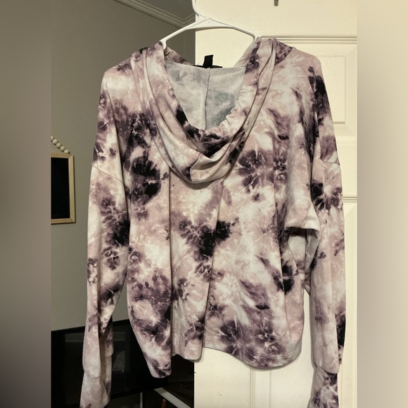 Y2K Cozy Tie Dye Lounge Set Cropped Hoodie & Shorts Soft Girl Womens Medium PJ - Picture 4 of 10